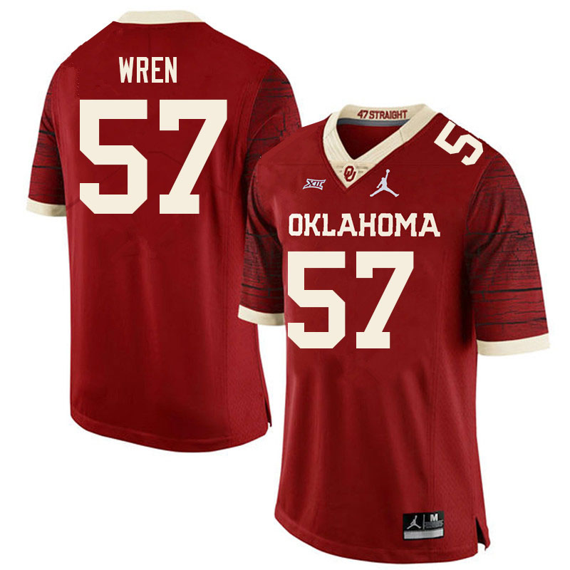 Men #57 Maureese Wren Oklahoma Sooners College Football Jerseys Sale-Retro